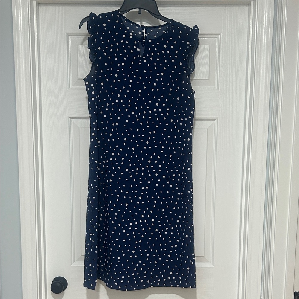 SHEIN Navy Blue Polka Dot Midi Dress